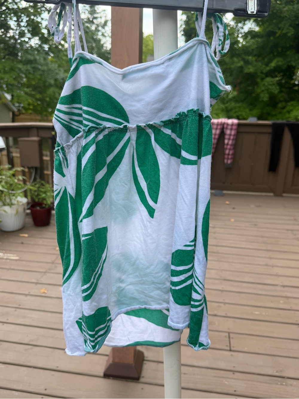 Green & White Tropical Print top cami